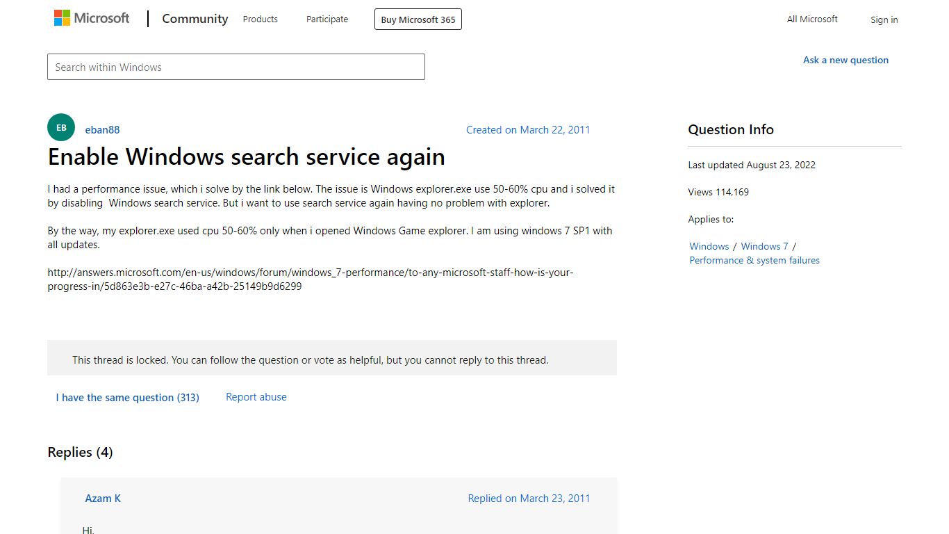 Enable Windows search service again - Microsoft Community