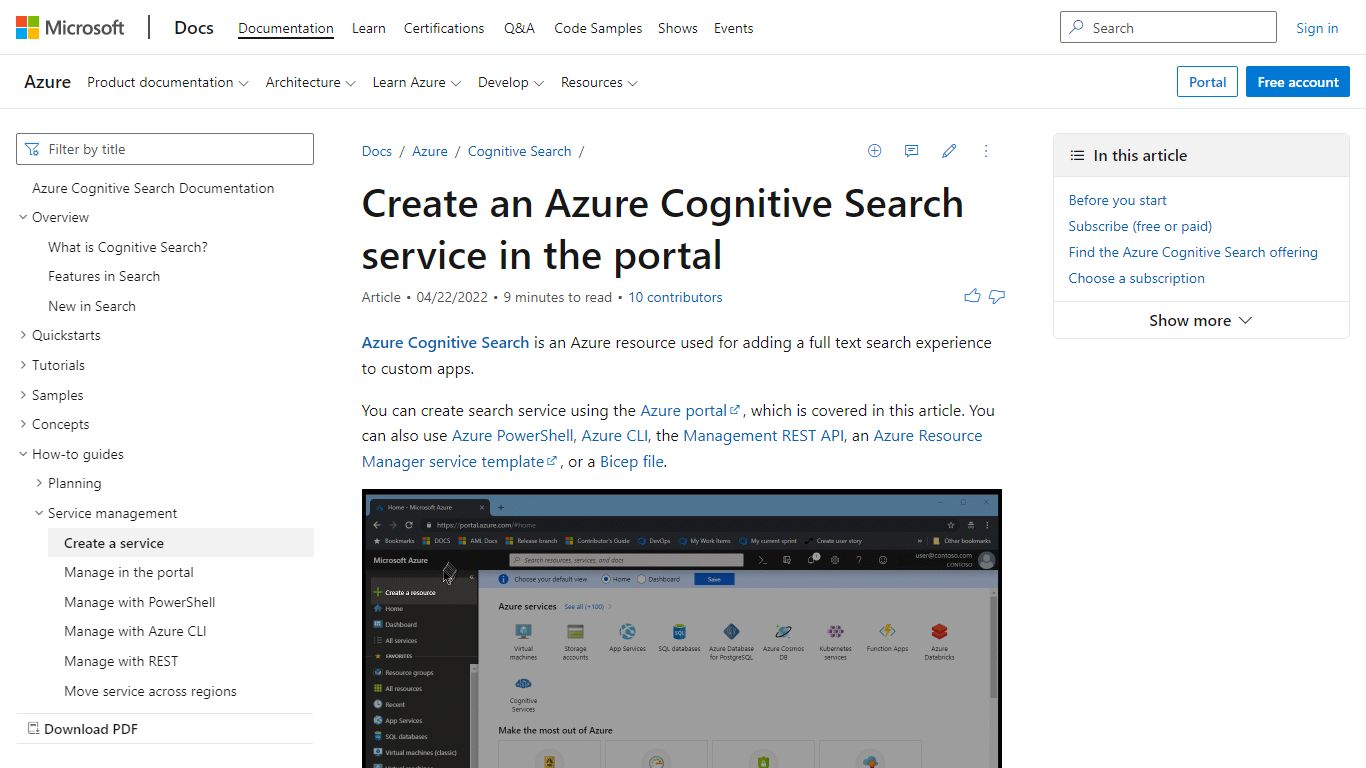 Create a search service in the portal - Azure Cognitive Search