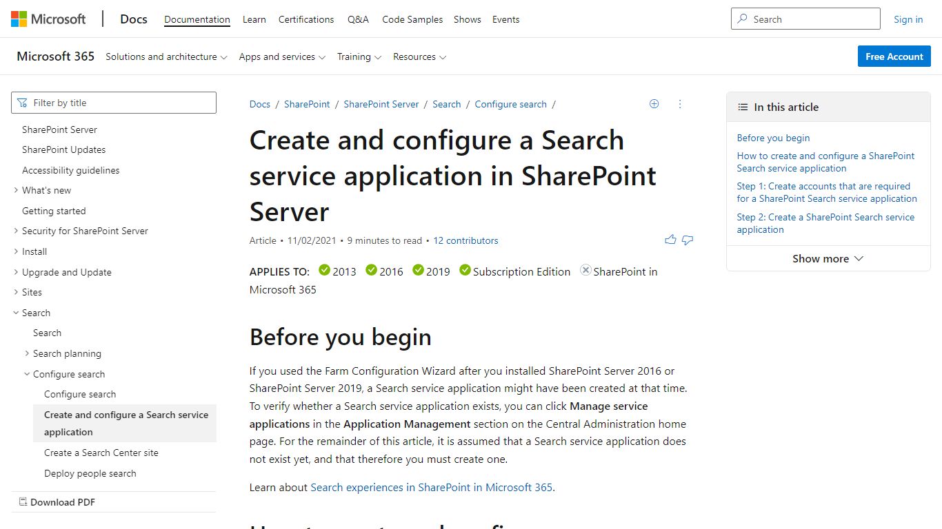 Create and configure a Search service application in SharePoint Server ...