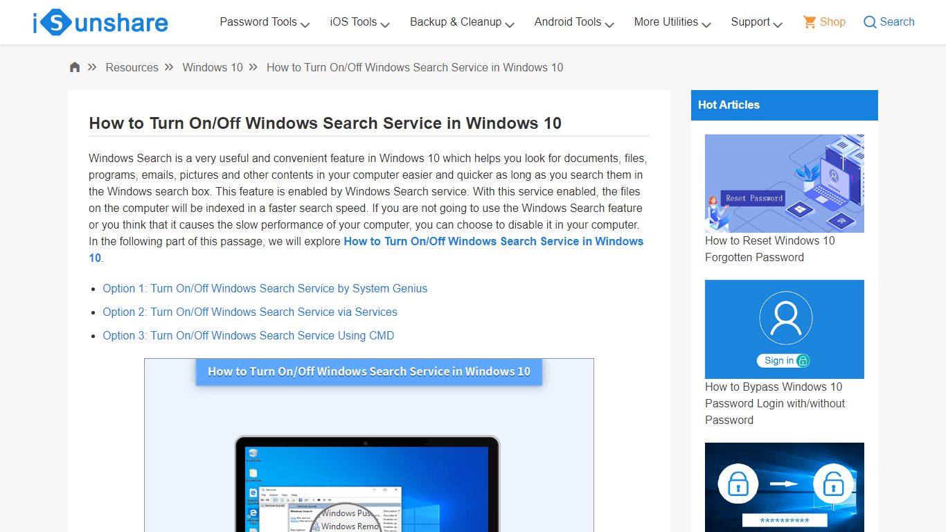 How to Turn On/Off Windows Search Service in Windows 10 - iSunshare